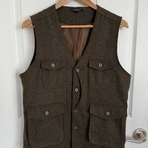 Men’s Jeremiah Porter Herringbone Brown Wool Vest Size M